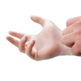 DISPOSABLE VINYL GLOVES. POWDER FREE. PACK 100. FOOD, CLEANING. SIZE MEDIUM