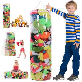 BALAPET Clear Stuffed Animal Bean Bag Cover for Kids,Waterproof PVC Storage Soft Stuff Animal for Organizing Toddler & Children Rooms,Portable Cylinder Bag to Sit, Play & Box(35.4inx13inx13in)