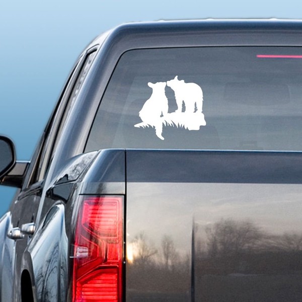 Express Yourself Products Black Bear Cubs (White - Reverse Image - 2XL) Decal Sticker - Big Game Collection