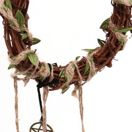 WANGCL Witch Bells for Home Protection Handmade Witch Bells Wreath with Pentagram and Brass Bell