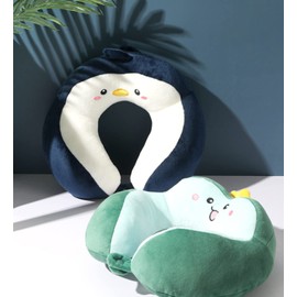 TROYSINC Travel Pillow, Cartoon Animal Headrest, Travel Sleeping Pillow for Children and Adults, Neck Pillow, Travel for Airplane Chair, Home and Office Sleeping Pillow (Penguin)