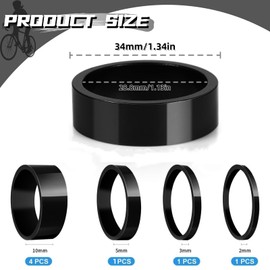 Bicycle Ahead Stem Spacer 1 1/8 Inch Aluminium MTB Road Bike, Bicycle Handlebar Spacer, Bicycle Handlebar Spacer Stem Spacers, Bike Headset Spacers for Road Bike, MTB, 2/3/5/10 mm, Pack of 7