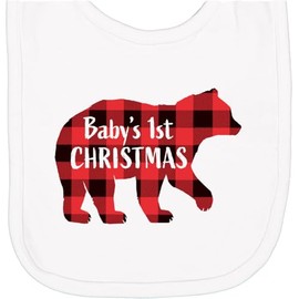 inktastic Baby's First Christmas Newborn Bib White 418a8