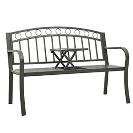 Keketa Patio Bench with a Table, Patio Table Desk Furniture for Kitchen, Dining Room, Breakfast Nook 49.2" Steel Gray