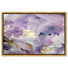 The Oliver Gal Artist Co. Abstract Framed Wall Art Canvas Prints 'Carried Away Amethyst' Watercolor Home DÃ©cor, 15" x 10", Purple, Gold