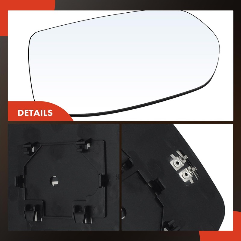 A-Premium Right Passenger Side Heated Mirror Glass with Backing Plate