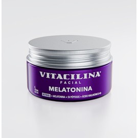 Vitacilina Facial Melatonina Crema de Noche Renovadora, Retinol + Melatonina + SV Peptidos + Acido Hialuronico 4D + Niacinamida, Todo Tipo de Piel, 100 g