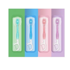 Vonmerie 10er-Pack Einweg-Zahnbürsten mit Zahnpasta, 5 in 1 (vorgebunden | Zahnseide | Zungenschaber | Frischer Atem | Zahnstocher) Mini-Zahnbürste,vorpastete Zahnbürste für,Perle Minzgeschmack