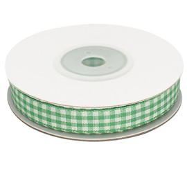 ZhXu Shuo 3/8 inch X 11Yard Gingham Ribbon Thin Crafts Ribbon Buffalo Checker Plaid Ribbon for Gift Wrapping,Party Decoration,Picnic,Crafts Hair Accessories (Green)