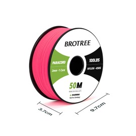 Brotree Paracord 2mm 50M 100% Nylon Rope 1 Strand Parachute Cord for Outdoor, Craft, DIY - 45kg Breaking Load (Neon Pink)