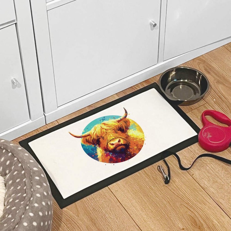 'Highland Cow' Pet Feeding Mat (PM00023947)