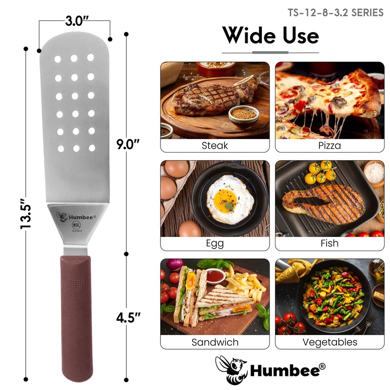 Humbee 9" x 3" Perforated Rounded Edge Turner, Dishwasher Safe