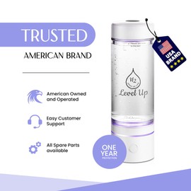 LevelUpWay 2025 Hydrogen Water Bottle Generator with SPE PEM Technology– Up to 4000 PPB – Dual Chamber – 250ml – (White) – Enhanced Hydration Solution