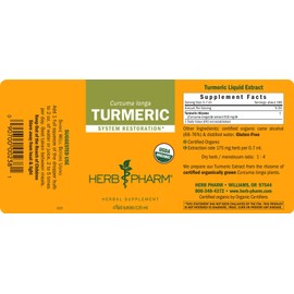 Herb Pharm Certified Organic Turmeric Root Liquid Extract for Musculoskeletal System Support - 4 oz