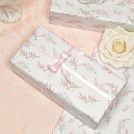 Floral Tissue Paper, White with Pink Gladiolus Flowers Pattern- 30 Sheets, 20x14 In, Gift Wrapping Tissue Paper for Gift Bags, Bouquet Packaging for Wedding Baby Shower DIY Crafts Birthday Party Decor