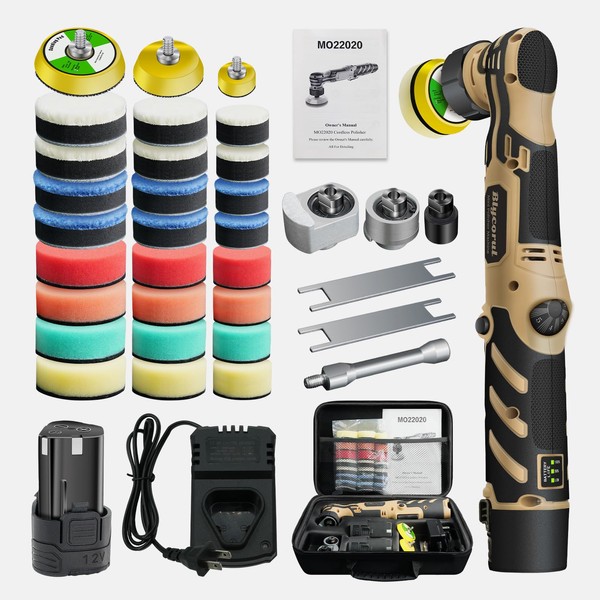 Blycorul Cordless Mini Polisher,1/1.5/2Inch,DA&RO with 11 Variable Speed 2500-6000 RPM,2.3Ah