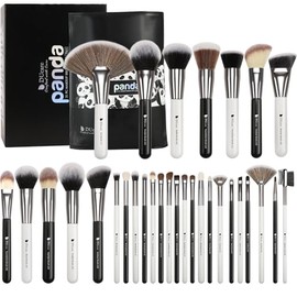 DUcare - Juego de 31 brochas de maquillaje de panda profesional, regalo de Navidad, pelo de cabra sintético, Kabuki, base de maquillaje, brocha para m
