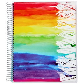 Avery + Amy Tangerine Designer Collection Planner, Undated 12-Month Planner with Stickers, 8.25" x 9.75", Rainbow Paint Design (29880)
