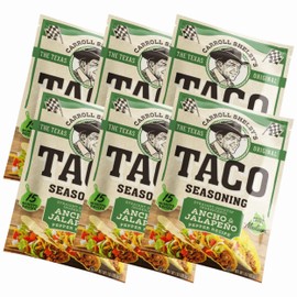 Carroll Shelby's Original Texas Brand Ancho & Jalapeño Taco Seasoning – Bold Blend of Medium Heat and Flavor for Tacos and Meats (Pack of 6)