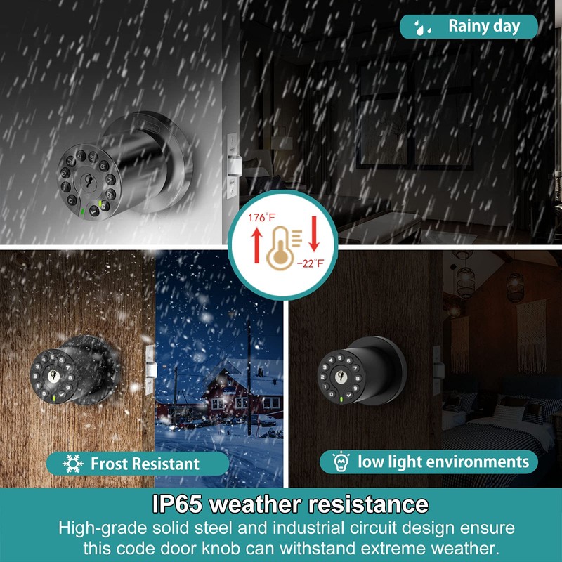 Keypad Door Knob with Key,Keyless Entry Door Lock, Code Locks