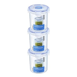 Lock&Lock Food Storage Container, Freezer Container, Airtight, Round, 700 ml, HPL932D, Set of 3