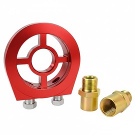 After7 Sandwich Oil Block Oil Sensor Attachment Oil Temperature Pressure M20×1.5 3/4-16UNF Sensor Universal Auto Gauge Element Stainless Steel (Red)