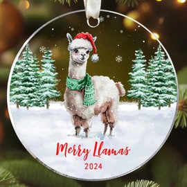 Llama Ornament - Llama Christmas Ornament - Llama Ornaments for Christmas Tree, Farm Animal Christmas Ornaments - Llama Gifts, Llama Gifts for Women, Llama Lovers Gifts - Acrylic Christmas Ornament