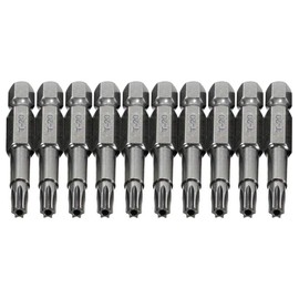 COMOK 10pcs 50mm Long 1/4 Inch Hex Shank T20 Torx Head Magnetic Screw Driver Bit Set Security Tamper Proof Star 6 Point Screwdriver Kit Tools