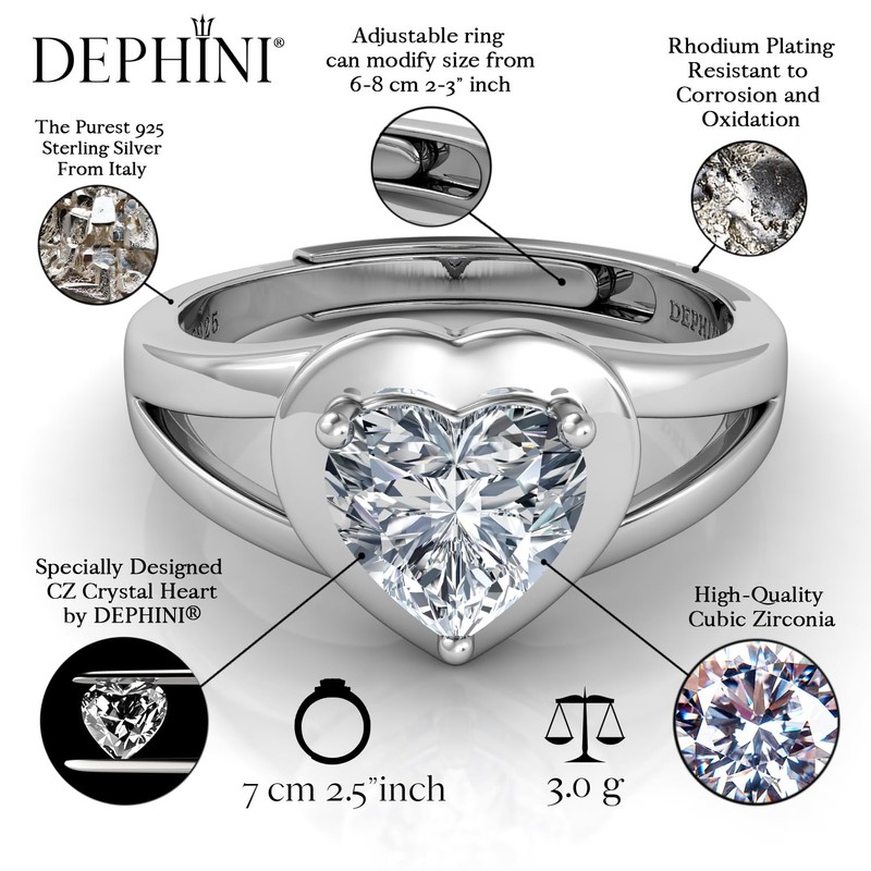 DEPHINI Silver heart ring