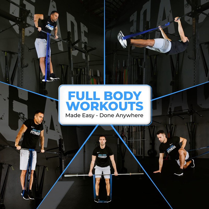 Iron Core Fitness Blue Resistance Bands Long Extra Strong, Monster