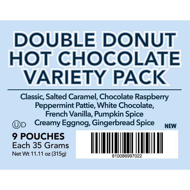 Double Donut Flavored Hot Chocolate Packets Variety Pack, 9 Count