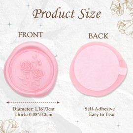 Zaamwoyy Wax Seal Stickers Rose Wedding Invitation Envelope Seal Stickers 50 Pcs 3D Self Adhesive Vintage Wax Sealing for Invitation, Envelopes, Gift Wrapping, Christmas Pink