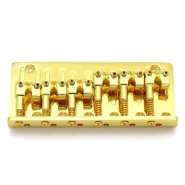 Unbranded 6 String Metal Bass L-Shaped Saddle Fixed Bridge Top Load Tailpiece Gold
