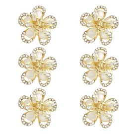 ANBALA Opal Rhinestone Hair Clips, Opal Crystal Hair Clamps, Fancy Small Flower Claw Clips for Thick Thin, Long or Short Hair, Pack of 6