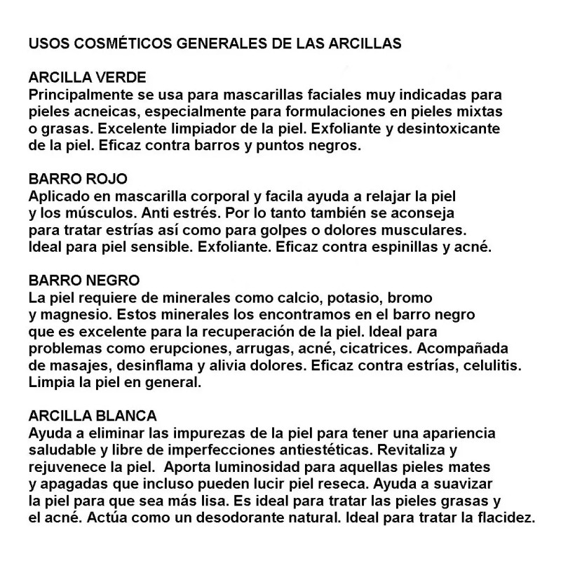 Sial Arcilla Verde Blanca Roja Negra Barro Para Cuidado Corporal