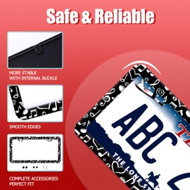 Music Note License Plate Frame Funny Musical License Plate Frames Stainless Steel Accessories Cars Decor with 2 Holes and Screws Fits Standard Us Ca Vehicles License Plate Holder 12.2 X 6 Inch