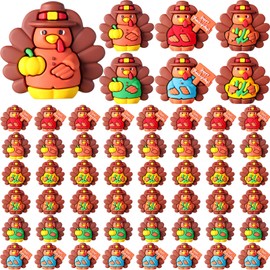 Domensi 60 Pcs Thanksgiving Mini Turkey Figurine Colorful 3 Styles Little Turkey Figures for Thanksgiving Gifts Pumpkin Corn Rubber Small Chicken Statue for Autumn Fall Decor Hide and Seek(Multicolor)