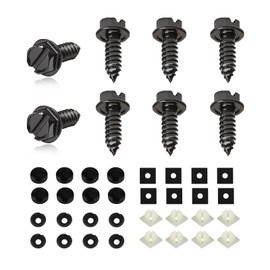 NYTKL 8PCS License Plate Screw Kit, Rust-Proof Stainless Steel Car Tag Fasteners Kit for Front & Rear Plates, Anti-Rattle Self Tapping Mounting Bolts for Licence Plate Frame Cover (Black)