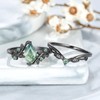 DONGHU 1.5CT Kite Cut Natural Moss Agate Engagement Ring Set