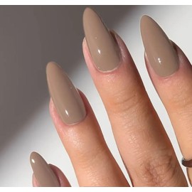 96pcs Luxurious Glossy Almond-Shaped Press-On Nails Set - Medium Length, Solid Color Fake Nails in Brown & Purple Shades with Easy Application Tape and Nail File for Women and Girls