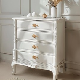 Satanga Flower Cabinet Pulls Handle Knob Drawer for Kitchen Dresser Wardrobe Bathroom and Cupboard 2 1/2 Hole to Hole Hardware Knob Easy Installation Pack of 4 Champagne Bronze with Backplate