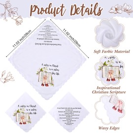 SmoothNovelty 10 Pcs Sister in Christ Gifts Handkerchiefs Women Bulk Christian Religious Hankies for Sister Mother's Day Church