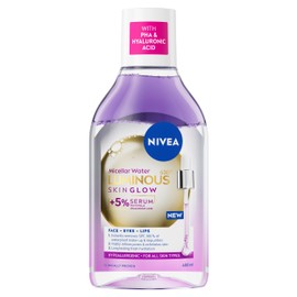 NIVEA LUMINOUS630 Skin Glow Serum Infused Micellar Water (400ml), Makeup Remover For Waterproof Makeup, Serum-Infused Face Cleanser For Glowing Skin, Exfoliates And Evens Complexion