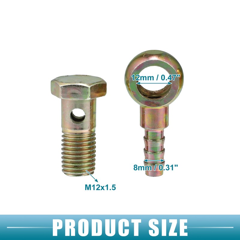 A ABSOPRO Banjo Bolt M12x1.5 8mm Banjo Hose Barb Bolt