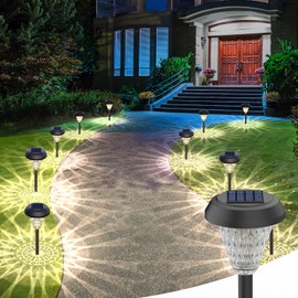 pearlstar Solar Landscape Path Lights Outdoor - Garden Led Solar Lights Outdoor Waterproof Solar Powered Landscape Path Lights for Outside,Pathway,Landscape,Yard,Patio 8 Pack
