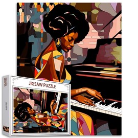 Tucocoo 1000 Piece Jigsaw Puzzles for Adults African Women Black Girl Jigsaw Puzzle Piano Musical Performance 1000 Pieces Puzzles for Challenging Family Activity Game DIY Puzzle Wall Decor Gifts