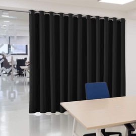 bluCOASTLINE Room Divider Curtain Black Privacy Curtains Room Partition Curtain for Living Room Home Theatre Bedroom Blackout Curtain Extra Wide Backdrop Curtain, 12.5ft W x 8ft L, 1 Panel