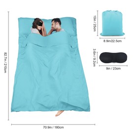 BREENHILL Double Sleeping Bag Liner，Camping Sheets & Travel Sheet, Hostels & Traveling Adult Sleep Sack for Backpacking, Hotels Lightweight Single & Double Camping Sleeping Bag Liners Glacier Blue