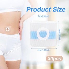 30pcs Castor Oil Patches for Belly Button, 1.97x1.97 Inch Self-Adhesive Castor Oil Wrap Pad Silicone Gel PU Film Highly Absorbent Compress Pack Wraps Skin-Friendly Anti-Seepage