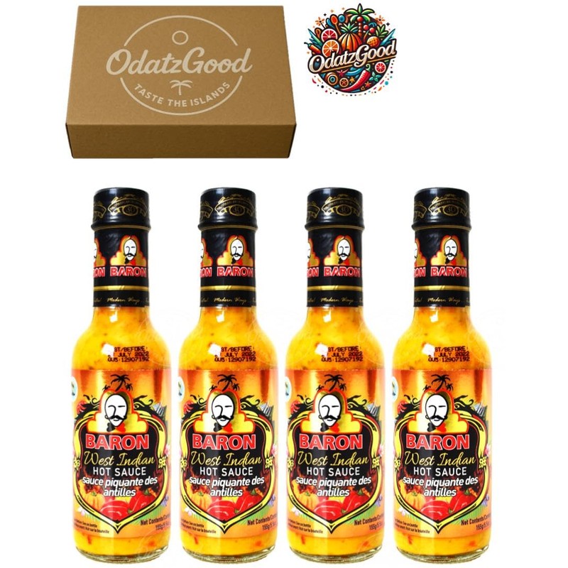 Baron West Indian Hot Sauce 5.5oz Pack of 4 Sealed